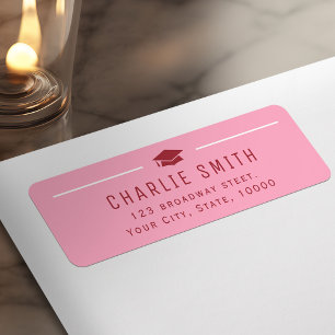 Pink Red Modern Typography Graduate Return Address