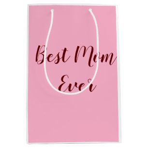 Pink red mother's day best Mum ever gift add text Medium Gift Bag