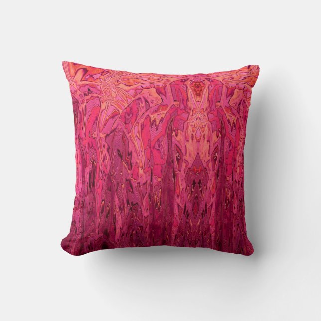 Pink Red Orange Abstract Art Cushion (Front)