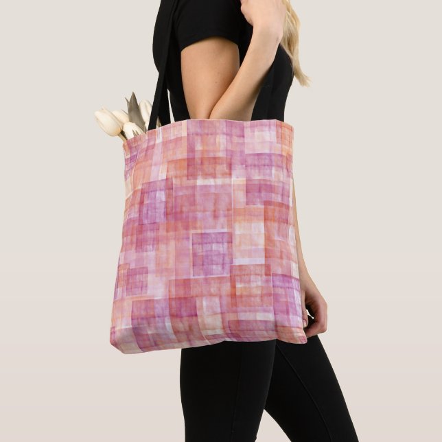 Pink Red Orange Canvas Texture Lesbian Pride Tote Bag (Close Up)