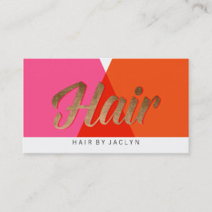 Pink Red Orange Gold Colour Block Retro Chic Hair Business Card