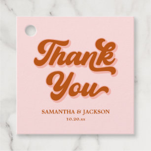 Pink Red Orange Retro 70s Groovy Disco Wedding Favour Tags