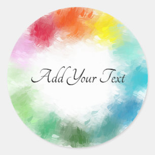 Pink Red Orange Yellow Green Blue Purple White Classic Round Sticker