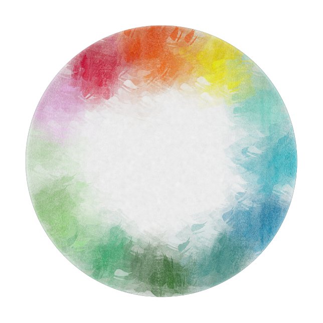 Pink Red Orange Yellow Green Blue Purple White Cutting Board (Front)