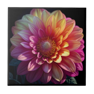 Pink Red Orange Yellow Purple Dahlia Flower Tile