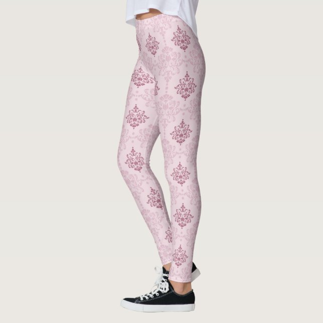 Pink Red Ornamental Pattern Leggings - Cool! (Left)