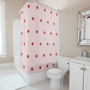 Pink Red Pastel Polka Dots Pattern Whimsical Shower Curtain