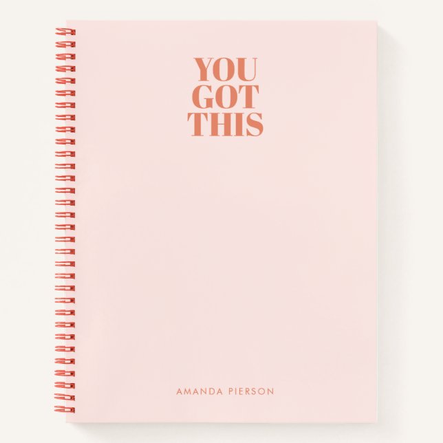 Pink Red Pastel Retro Custom Calligraphy  Notebook (Front)