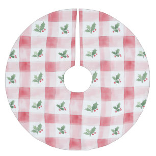 Pink Red Pattern Christmas Brushed Polyester Tree Skirt