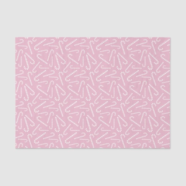 Pink Red Peppermint Candy Canes Christmas Holidays Tissue Paper (Front)
