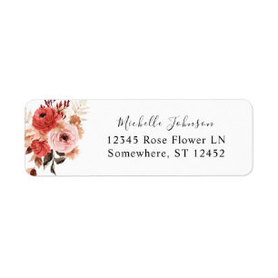 Pink & Red Pink Floral Return Address