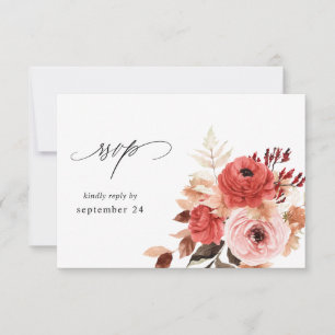 Pink & Red Pink Floral w Meal RSVP Card