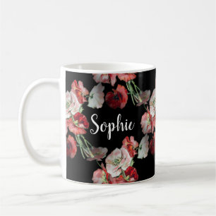 Pink & Red Poppies Pattern Custom Coffee Mug