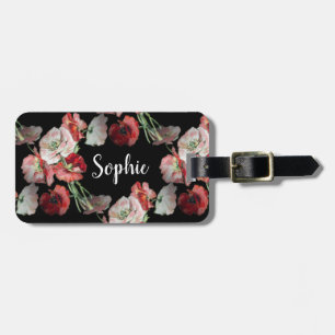 Pink & Red Poppies Pattern Custom Luggage Tag
