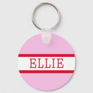 Pink Red Preppy Personalised Backpack Tag Key Ring