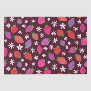 Pink Red Purple Strawberry Floral Pattern  Tissue Paper