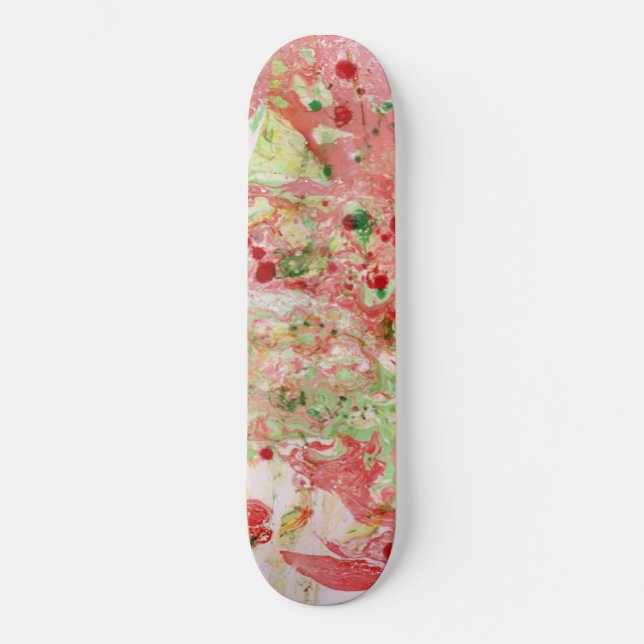 Pink Red Purple Yellow Green Modern Abstract Skateboard (Front)