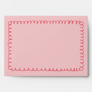 Pink-Red Quirky Doodle Frame Pre-Addressed Wedding Envelope