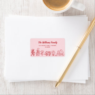 Pink Red Quirky Hand Drawn Doodles Halloween Label