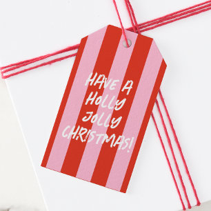Pink Red Retro Christmas Gift Tag