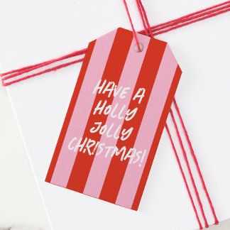 Pink Red Retro Christmas Gift Tag