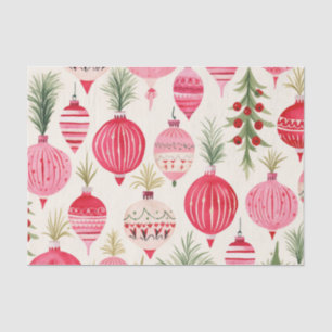 Pink Red Retro Christmas Ornaments Baubles Tissue Paper