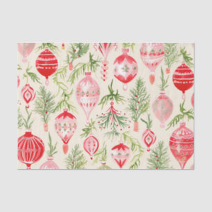 Pink Red Retro Christmas Ornaments Fun  Tissue Paper