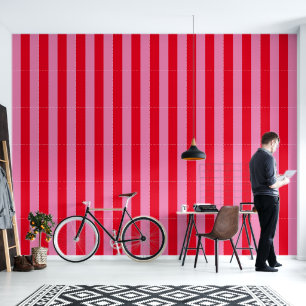 Pink Red Retro Stripes Wallpaper
