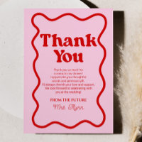 Pink Red Retro Wavy Border Bridal Shower