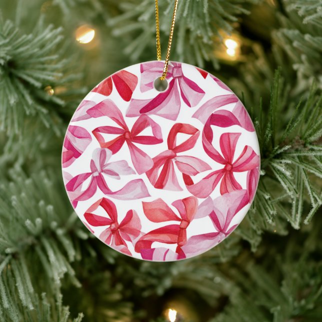 Pink & Red Ribbons Christmas Ornament (Tree)