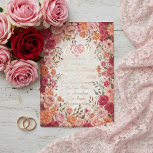 Pink & Red Romantic Rose Spring Floral Wedding