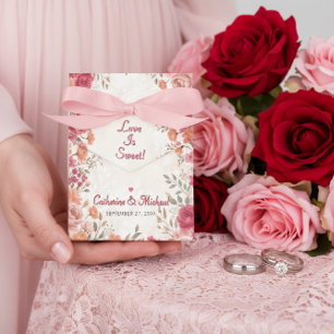 Pink & Red Romantic Rose Spring Wedding Favour Box