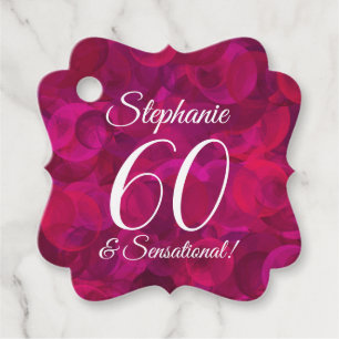 Pink Red Rose 60 and Sensational Birthday Party Favour Tags