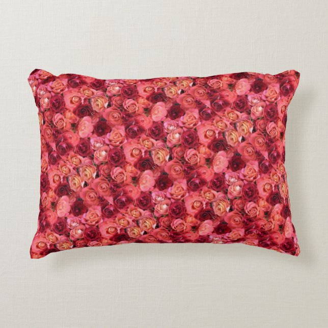 PINK RED ROSE FIELD DECORATIVE CUSHION (Front)