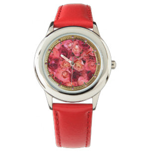 PINK RED ROSE FIELD WATCH