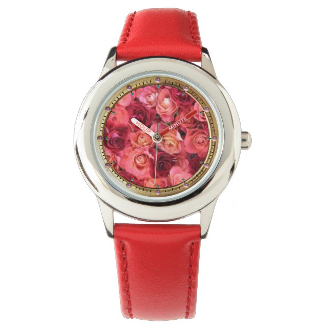 PINK RED ROSE FIELD WATCH (Front)