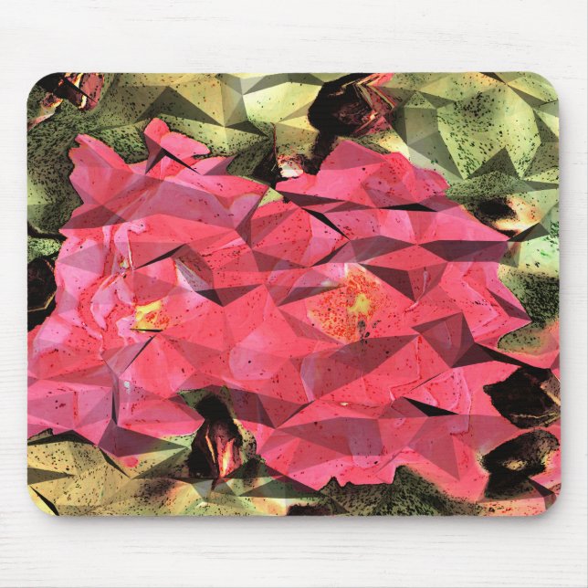 Pink Red Roses Abstract Cubist Futurist Mouse Mat (Front)