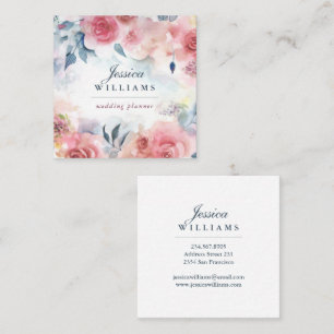 Pink Red Roses Boho Floral Business Card