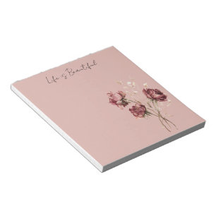 Pink Red Roses Floral Notepad