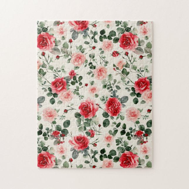 Pink Red Roses Mother's Day Jigsaw Puzzle (Vertical)