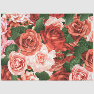 Pink Red Roses Random Arrangements Floral Pattern  Tissue Paper