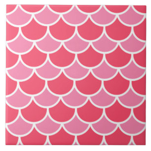 Pink red scallop pattern tile