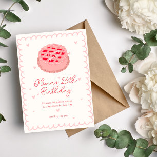 Pink & Red Simple Birthday Party Invitation