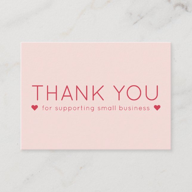 Pink & Red Simple Modern Thank you Business Cards (Front)