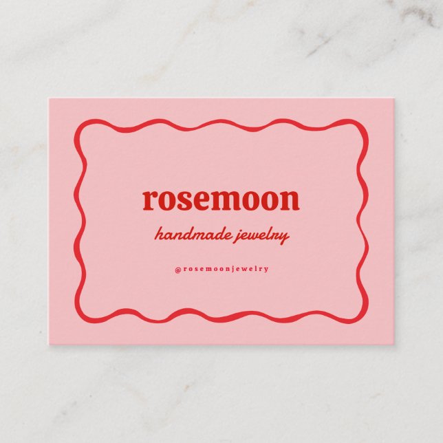 Pink Red Squiggle Business Card (Front)