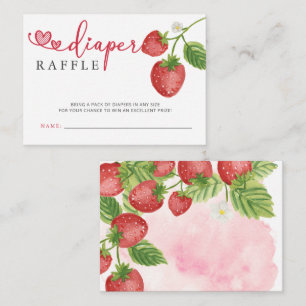 Pink Red Strawberry Baby Shower Diaper Raffle Enclosure Card