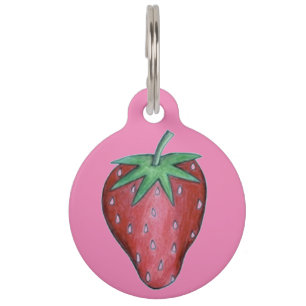 Pink Red Strawberry Berry Fruit Dog Pet Tag