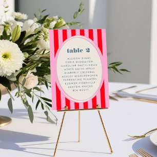 Pink Red Stripe Bold Bright Table Seating Chart