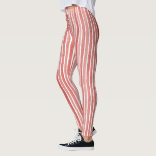 Pink Red Stripes Leggings