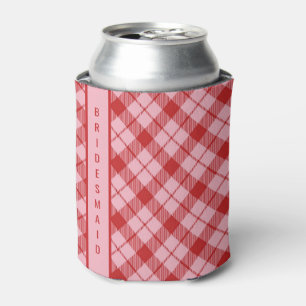 Pink + Red Tartan Can Cooler